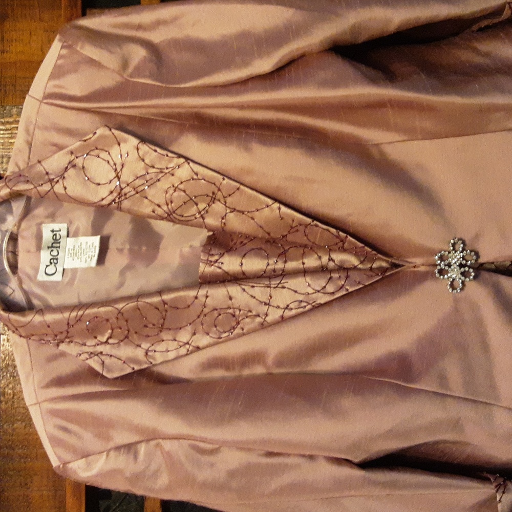 Cachet Violet Lustre Blazer and Dress (TALL) Set - Picture 5 of 11